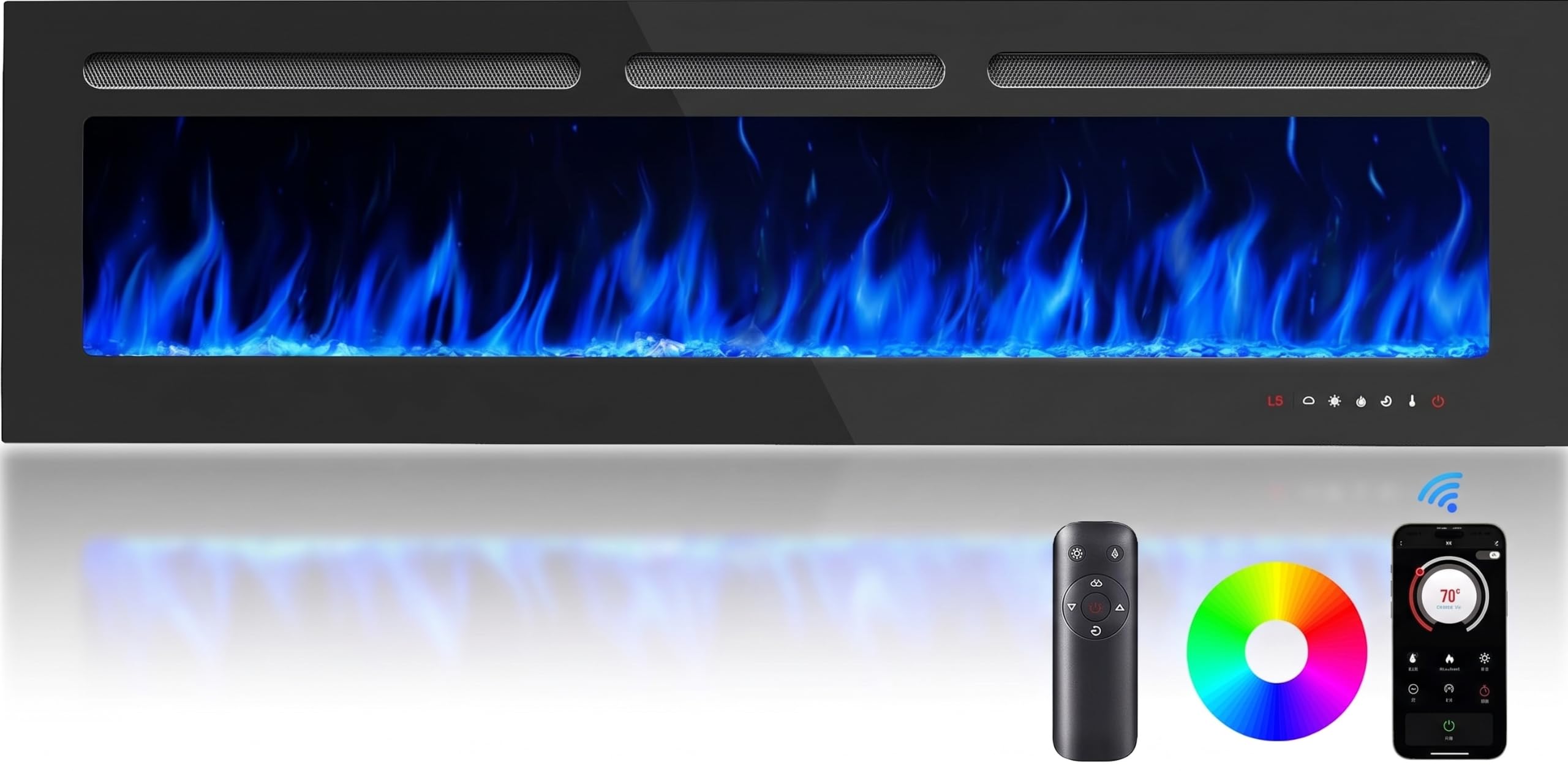Silonn 60 Inch Smart Electric Fireplace