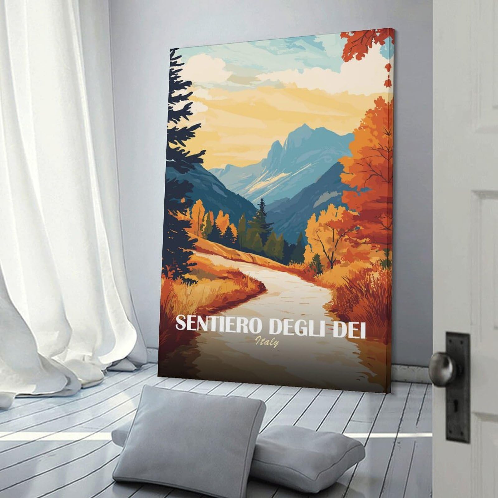 Junmoney Sentiero Degli Dei, Italy Landscape Art Hanging Wall Art 12x18inch(30x45cm), for New Homes, Bedrooms Or Workspaces, Thoughtful Wall Decor for Art Lovers