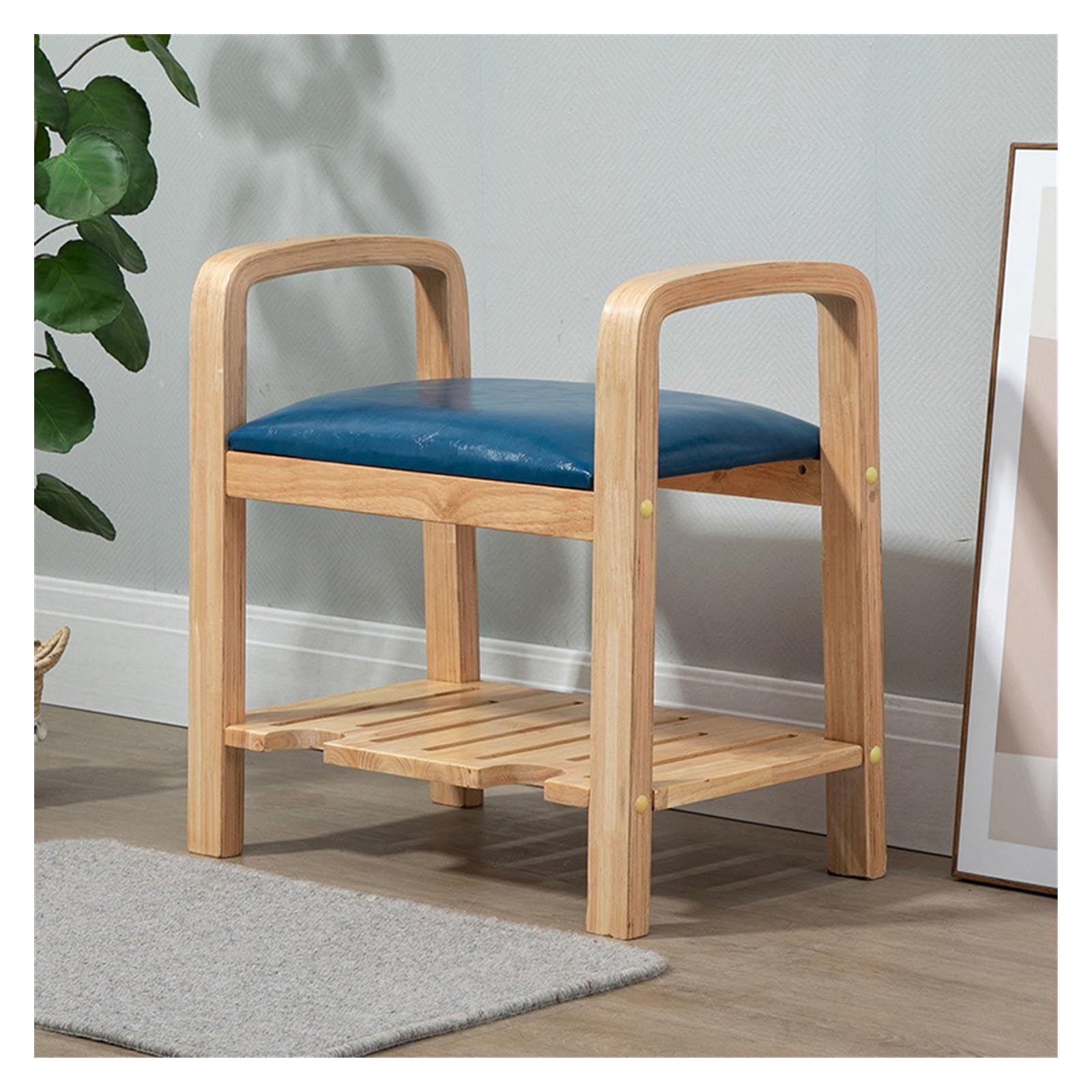 Banc à chaussures confortable avec coussin lavable pour l'entrée