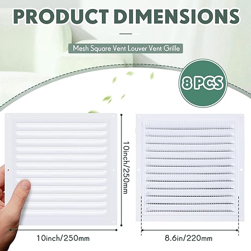 Miniatura 15 de 2 rejillas de ventilación de aluminio a dos aguas de 6 x 6 pulgadas, rejillas de ventilación de metal a dos aguas con tornillo y malla de pantalla
