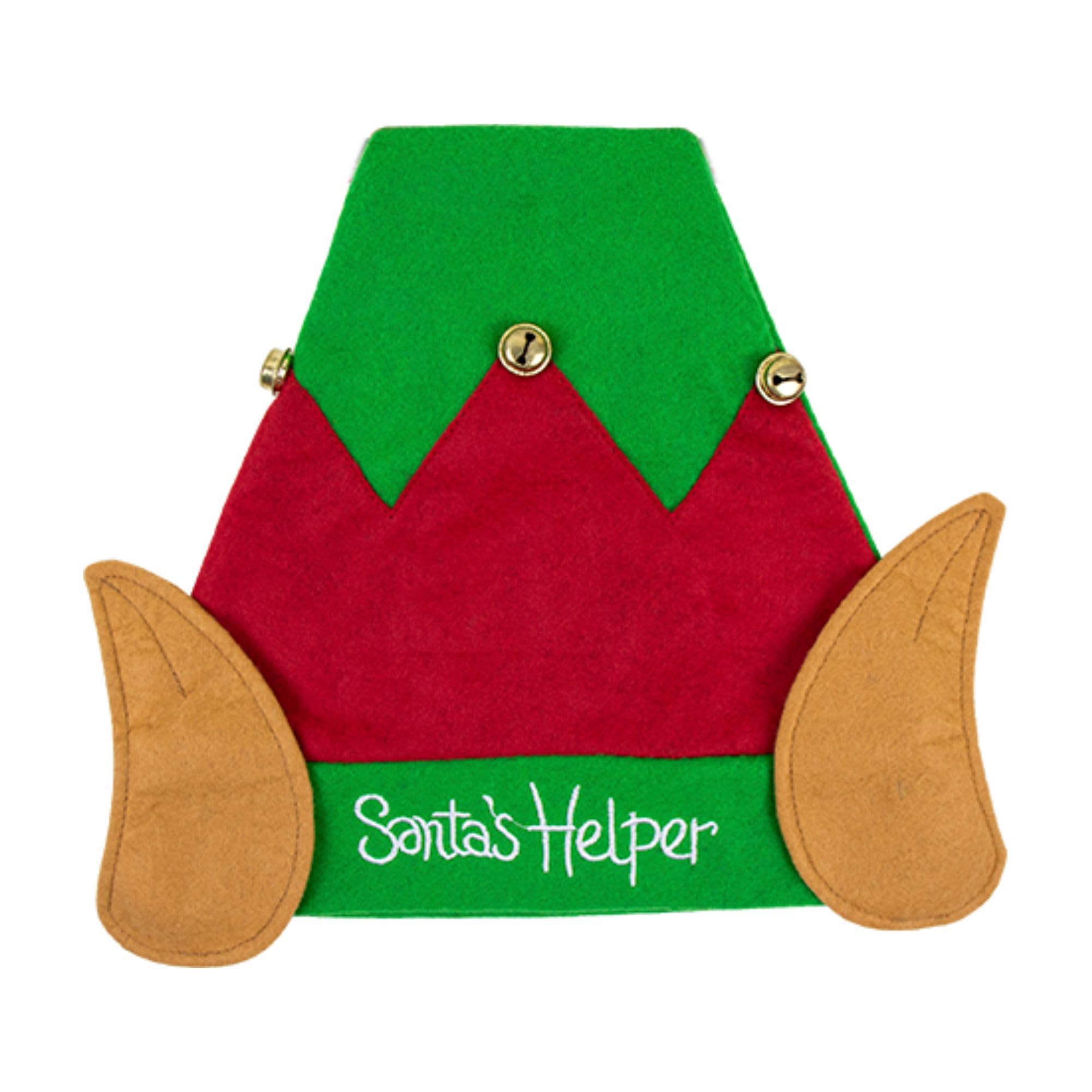 Santa's Helper Elf Hat With Jingling Bells & Elf Ears - Festive Stripe Hat - One Size Fits All - 1pk