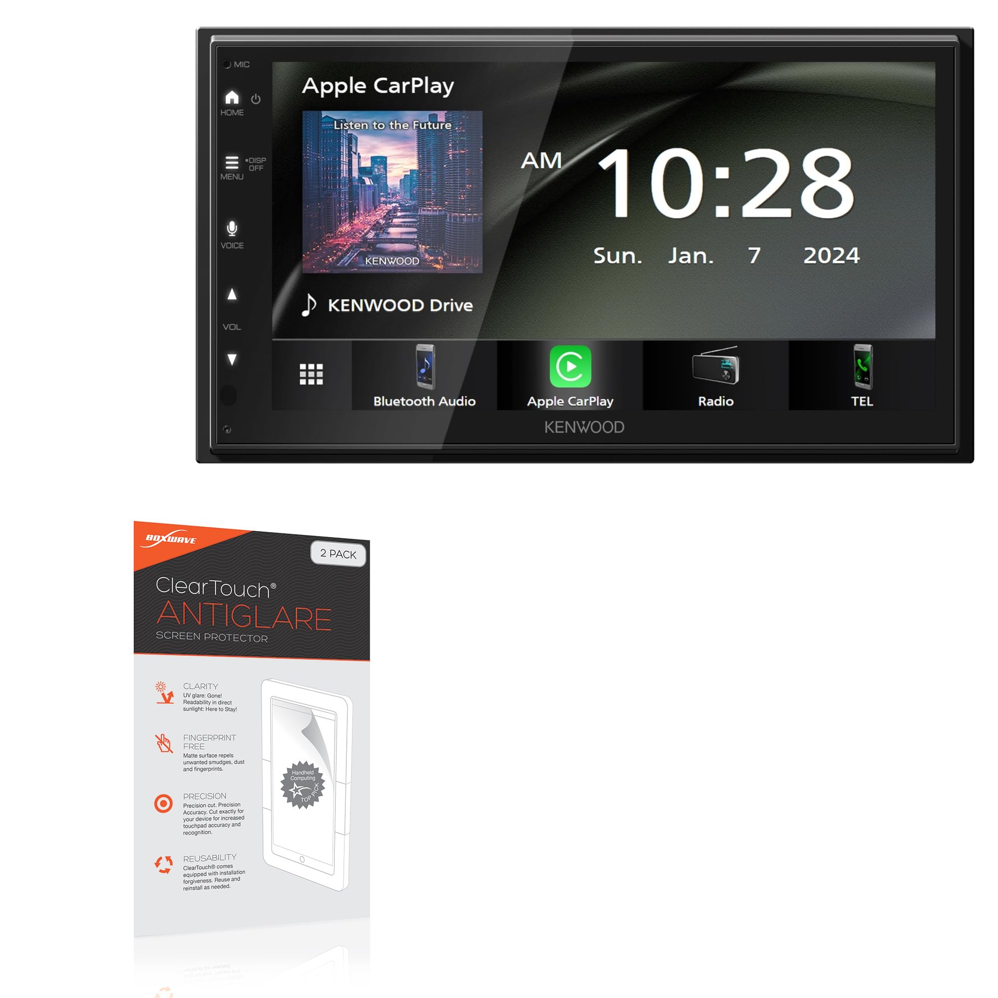 BoxWave Screen Protector Compatible with Kenwood DMX4710S - ClearTouch Anti-Glare (2-Pack), Anti-Fingerprint Matte Film Skin