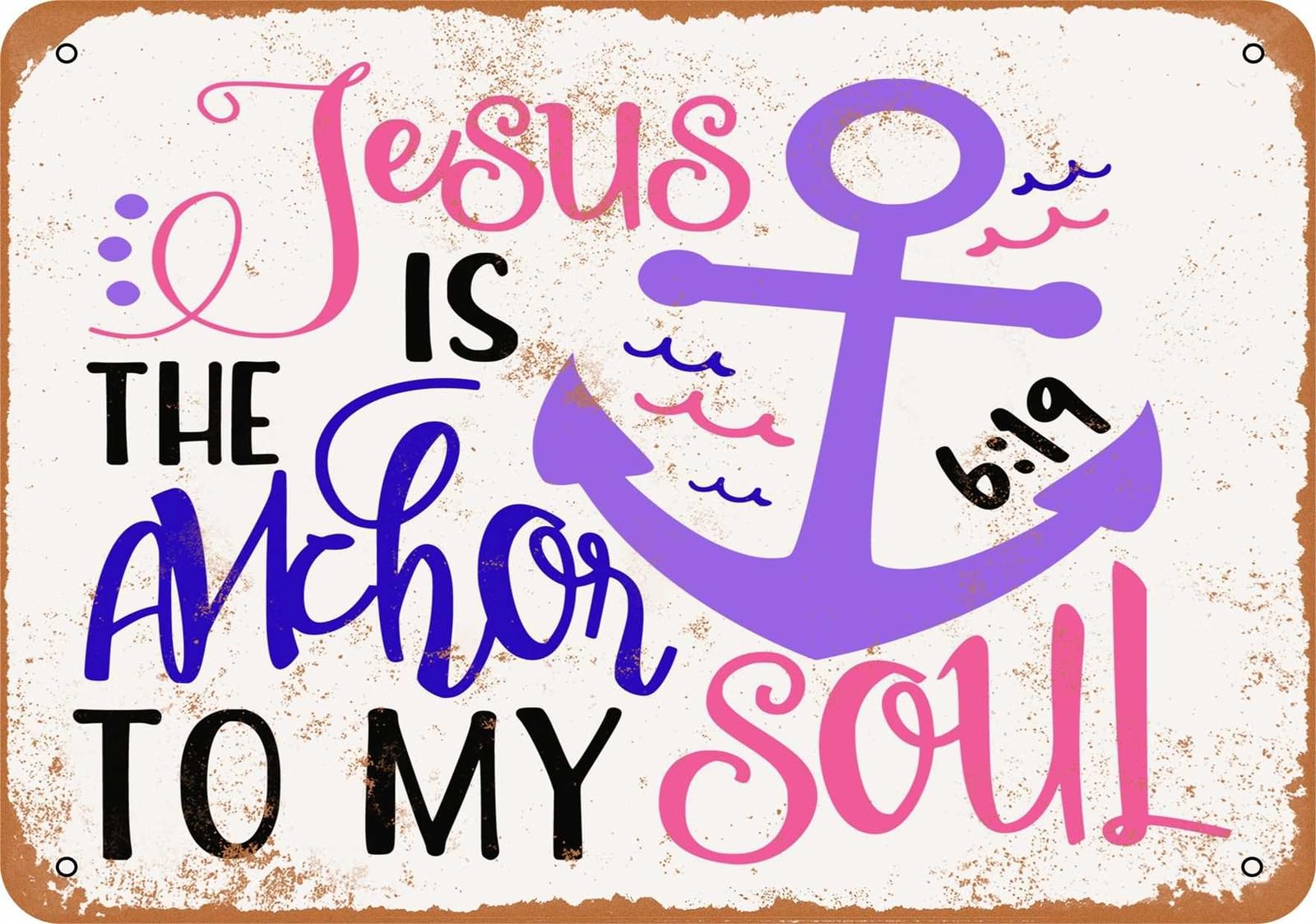 Miaomansenstore Metal Sign - Jesus Is The Anchor To My Soul - Vintage Look Home Decor