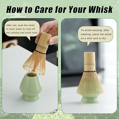 Miniatura 8 de Clay&Fire Juego de batidor de matcha, juego de matcha de cerámica, cuenco de matcha con boquilla y batidor, kit de té Matcha de 9 piezas para los