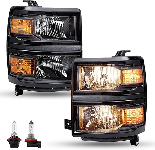 JSBOYAT - Conjunto de faros delanteros para 2014-2015 Chevy Silverado 1500 Pickup Truck, lámparas delanteras estilo OE de halógeno, faros delanteros