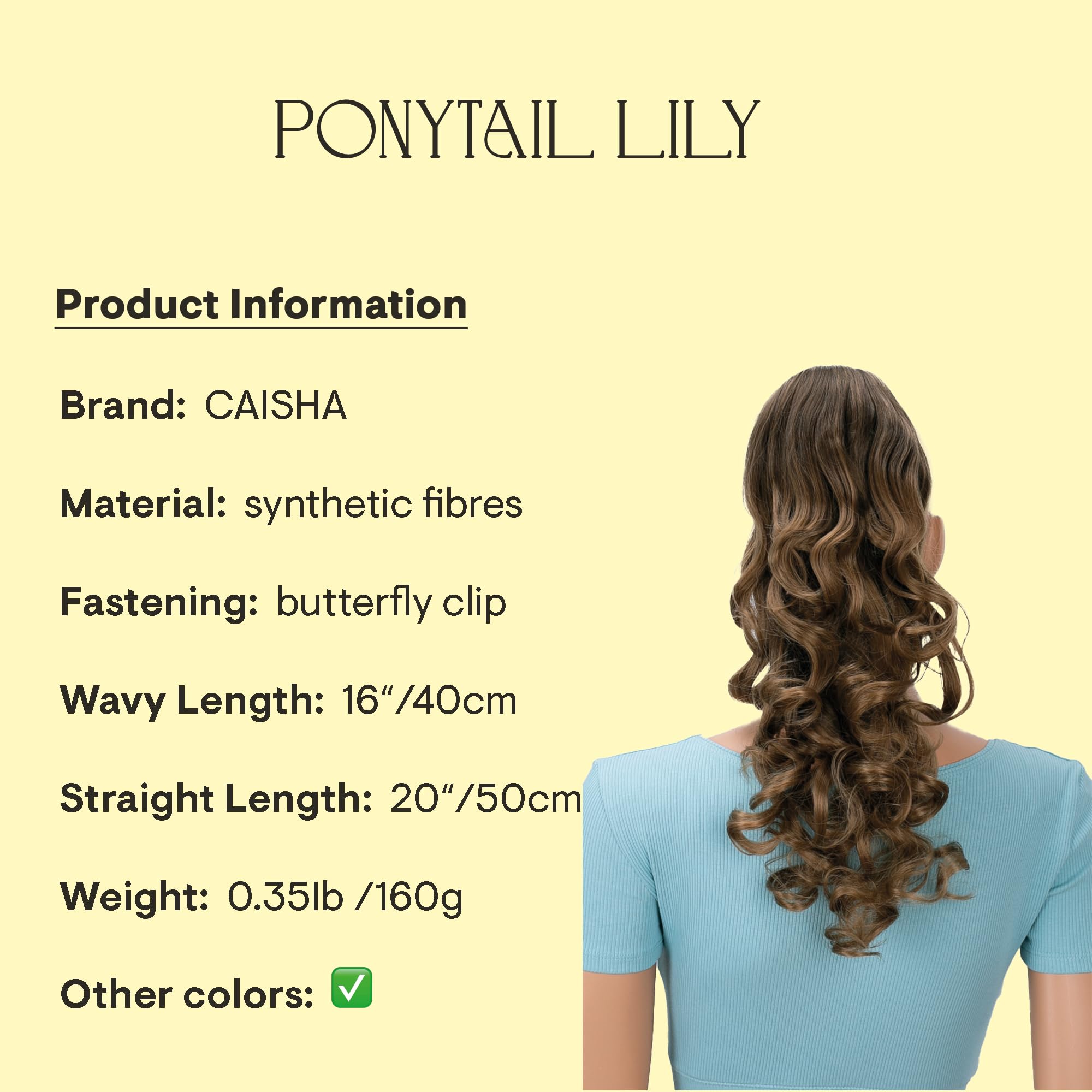 CAISHA 40cm Postizo Trenza Coleta Extensión De Cabello Voluminoso Ondulado Marrón Ombré H142
