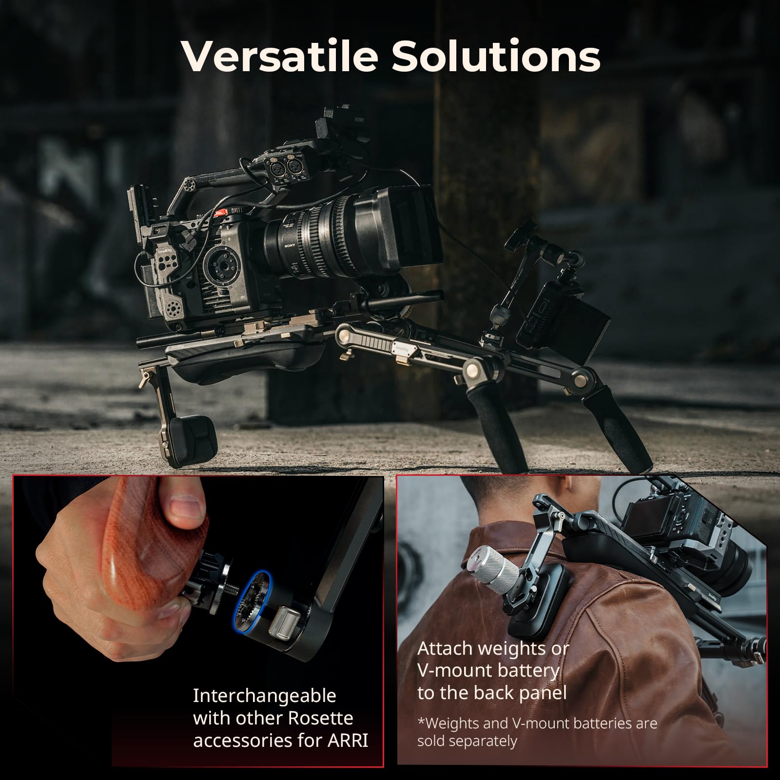 SMALLRIG HawkLock SR007 Pro - 4181B - Kit di supporto per spalla per fotocamere mirrorless e videocamere, regolazione rapida One Touch, compatibile con Arca-Swiss/MFT, SR007 Pro - 4181B