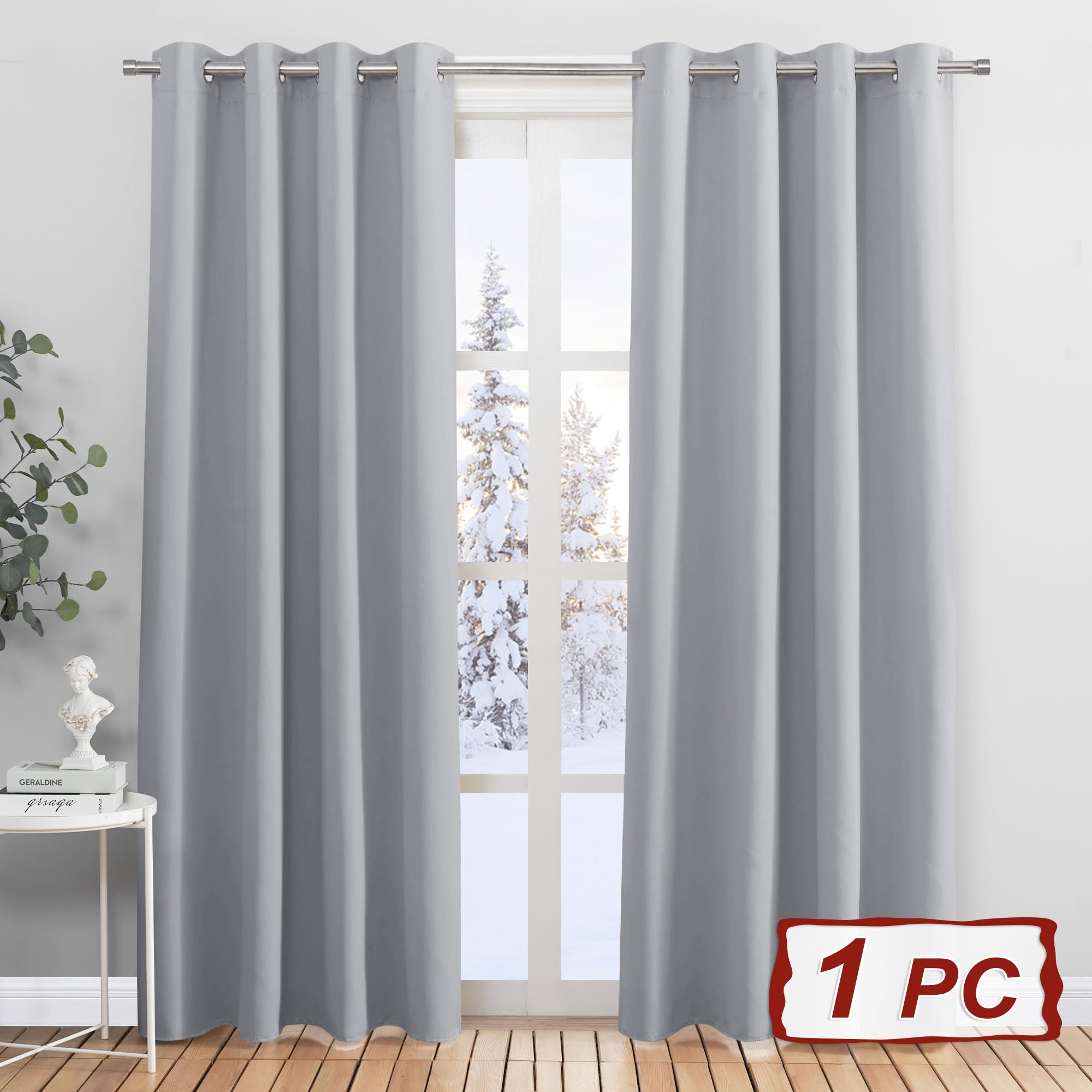 PONY DANCE Door Curtain Thermal, 1 Panel Blackout Curtains for Living Room Bedroom Kitchen Privacy Screen Heat Cold Insulated - Image 2