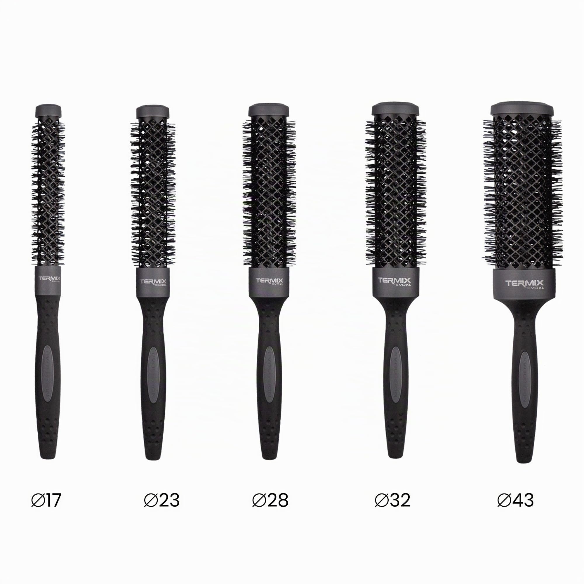 Termix Evolution XL, Cepillos Termix Evolution Largo, Cepillo Pelo, Cepillo Redondo Pelo Profesional, Especial Cabellos Gruesos, Fibras Ionizadas Alto Rendimiento, Cepillo Pelo Antirotura (Pack)