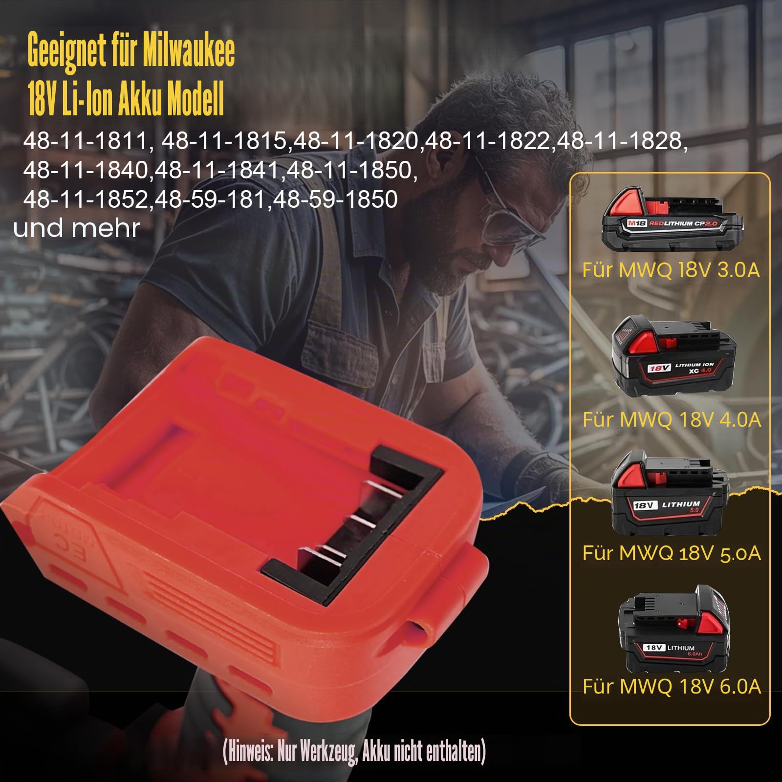 Akku-Elektroschere für Milwaukee 18V Akku, 300N.m Bürstenlose Blechschere, Max 2mm Scherenstärke für Blech, Teppich, Leder, Metall