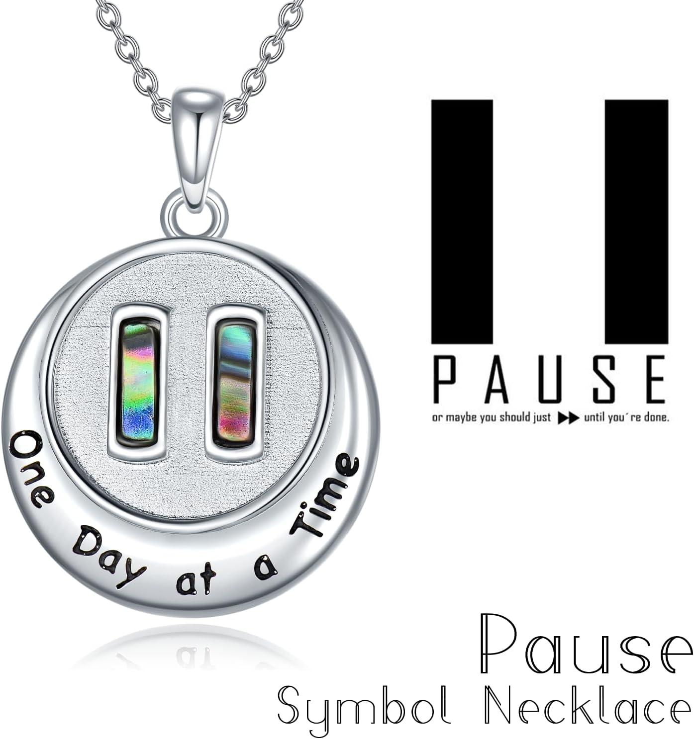 One Day At A Time Necklace Sterling Silver Abalone Pendant Jewelry Birthday Gifts for Women Men