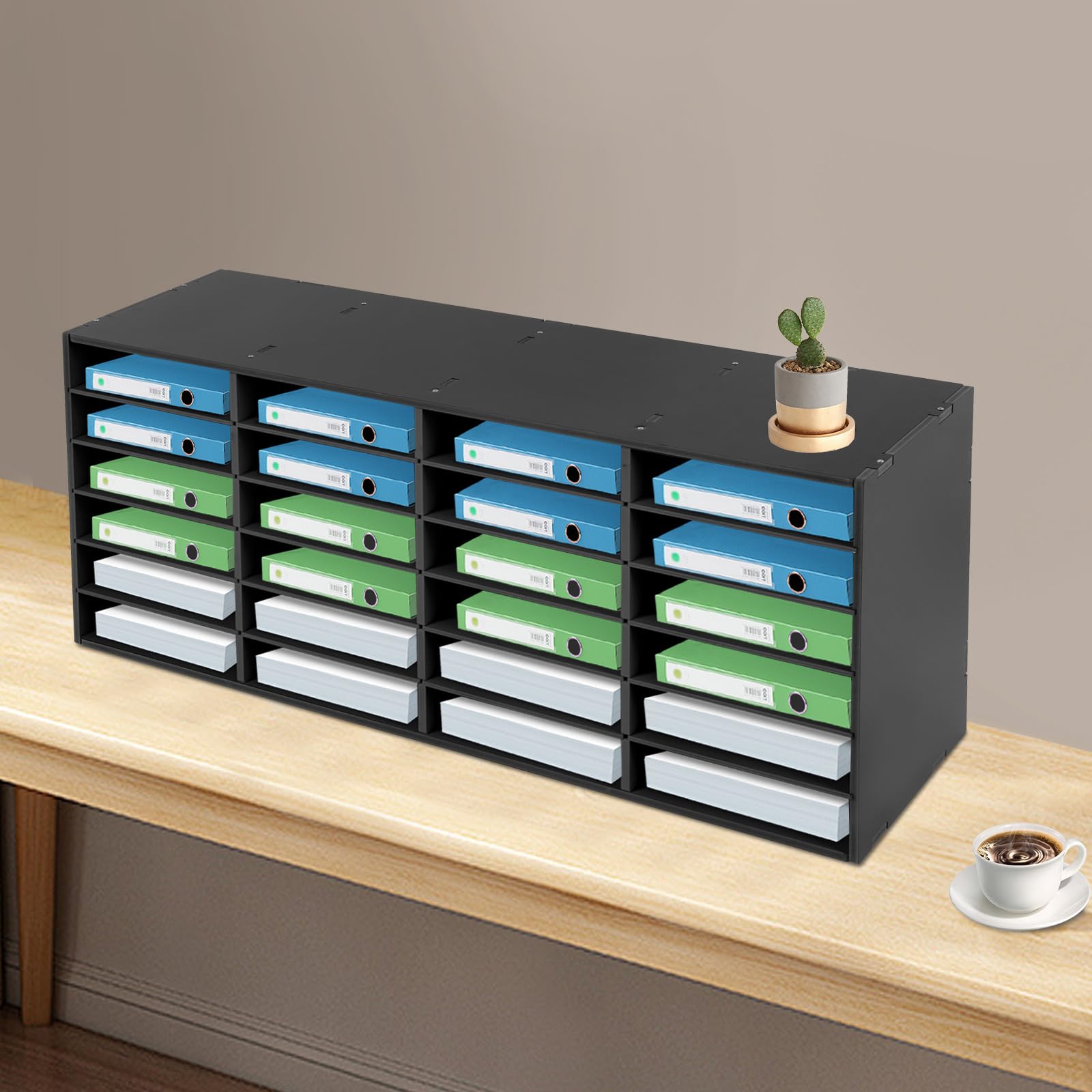 Verstellbarer Dokumentenablage 24 Fäche Hohe Kapazität Briefablage Aktenablage Zeitschriftenhalter für Büro Zuhause Schule 100 * 30 * 42cm