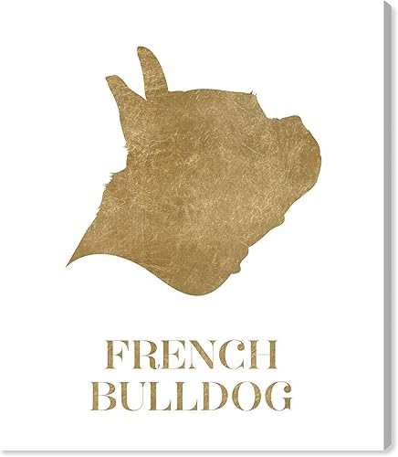 The Oliver Gal Artist Co. - Lienzo decorativo para pared, diseño de animales con silueta de Bulldog Francés, 35.8 x 44.5in, dorado, blanco