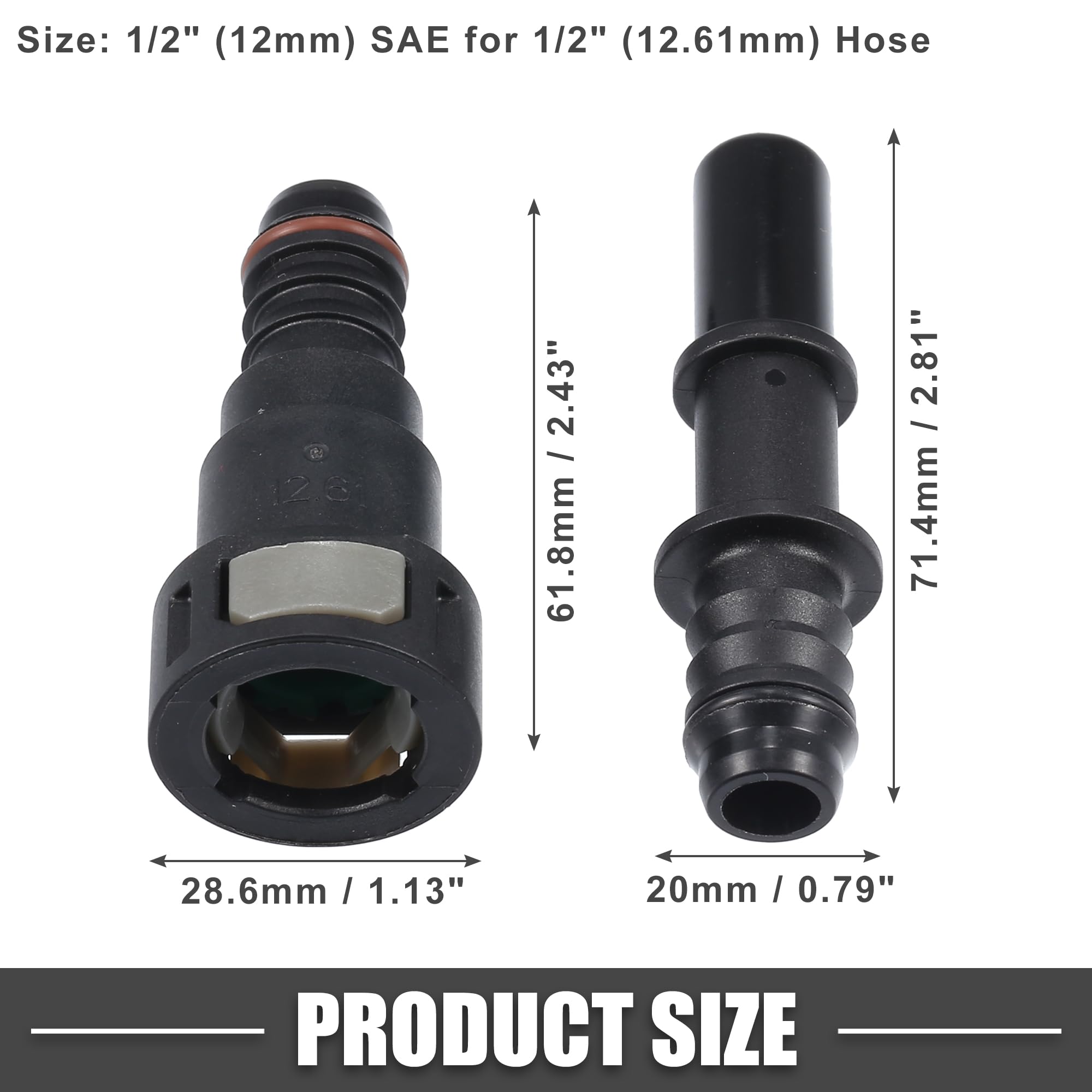 ABSOPRO Kraftstoffleitungs Verbinder Set - 11,8mm SAE Auf 5/16 8mm - Gerade Schnellverschlüsse Grün