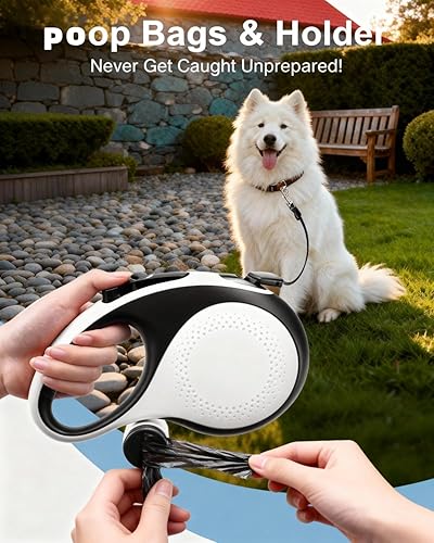 Miniatura 6 de Correa retráctil para perro con cable a prueba de mordeduras, correa retráctil resistente de 26 pies para perros medianos y grandes que pesan hasta