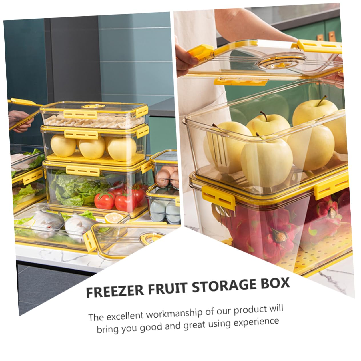 Amosfun Kühlschrankbox 1 Stück aus Pet mit Deckel für Gemüse und Obst