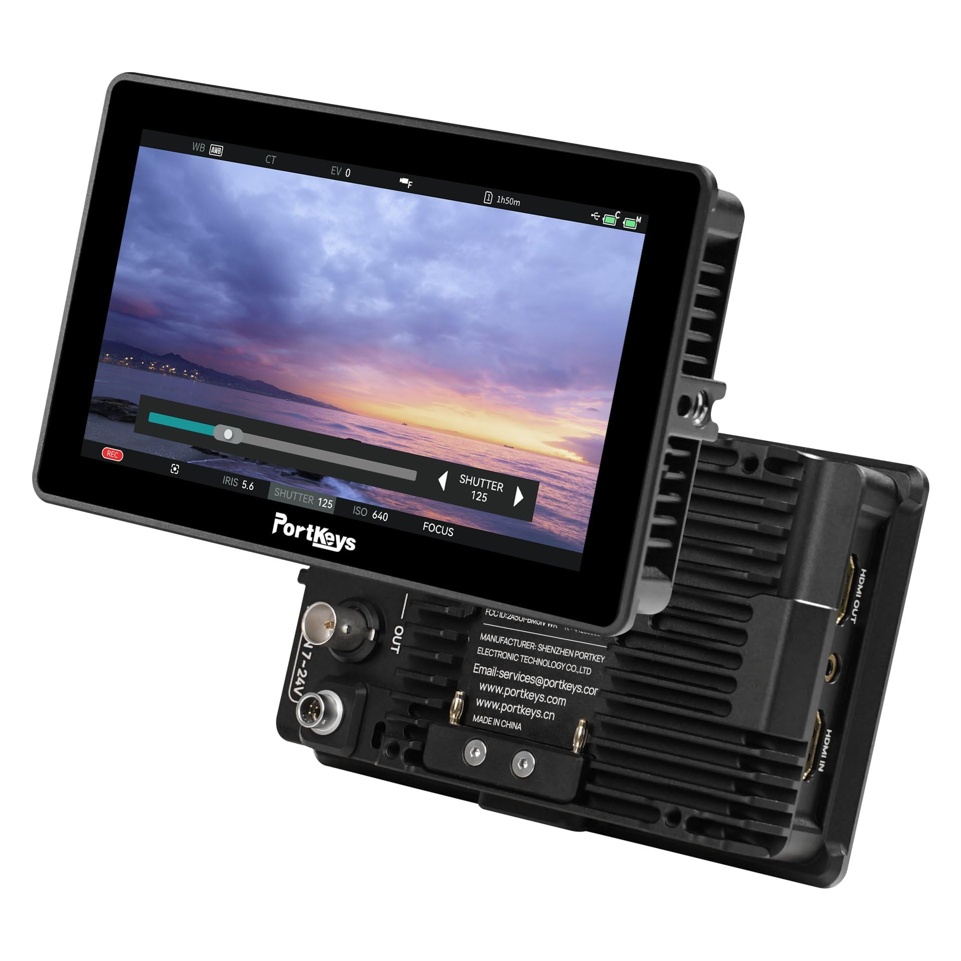 Portkeys BM5IV Moniteur Contrôle Caméra 5,5" 2000nit, Écran Tactile Double, Contrôle Filaire pour S0NY CAN0N Red Arri ZCAM NIK0N BMPCC, Boîtier Aluminium, Mode Log Manuel