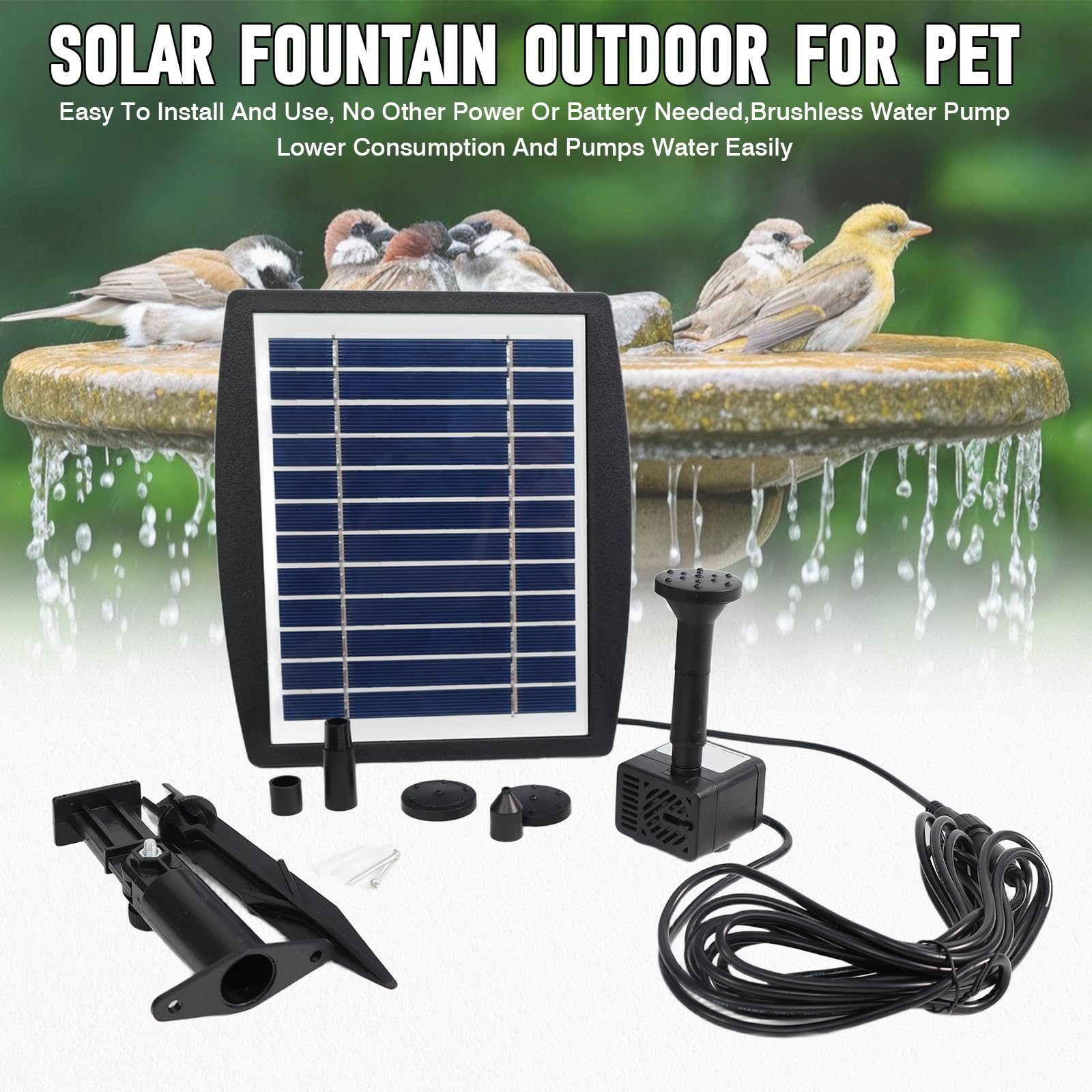 Riloer 200L/H Pannello solare alimentato pompa dell'acqua per giardino, piscina, stagno, acquario, fontana, pompa sommergibile all'aperto