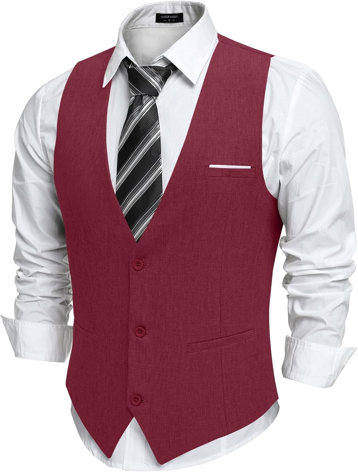 COOFANDY Men's Suit Vest Slim Fit Casual Business Vests Lightweight V-Neck Formal Dress Waistcoat for Wedding Prom