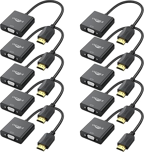 UV-CABLE Adaptador HDMI a VGA, paquete de 10, adaptador HDMI a VGA macho a hembra 1080P para computadora, escritorio, laptop, PC, monitor,