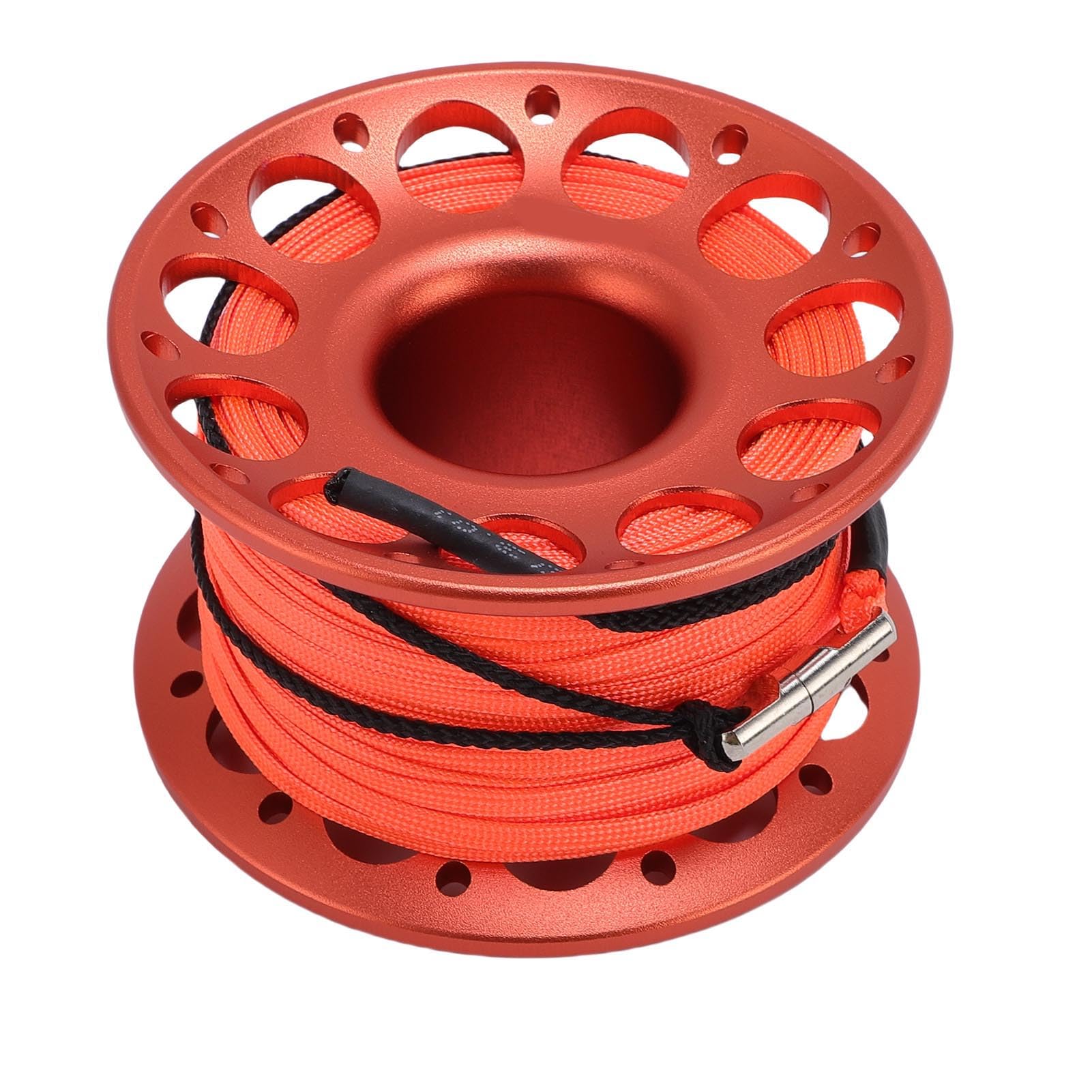 Bobine de Plongée sous Marine avec Double Crochet, 30 mètres Bobine Doigt Aluminium Aviation pour Sécurité Plongée, Opérations Maritimes et Activités Subaquatiques