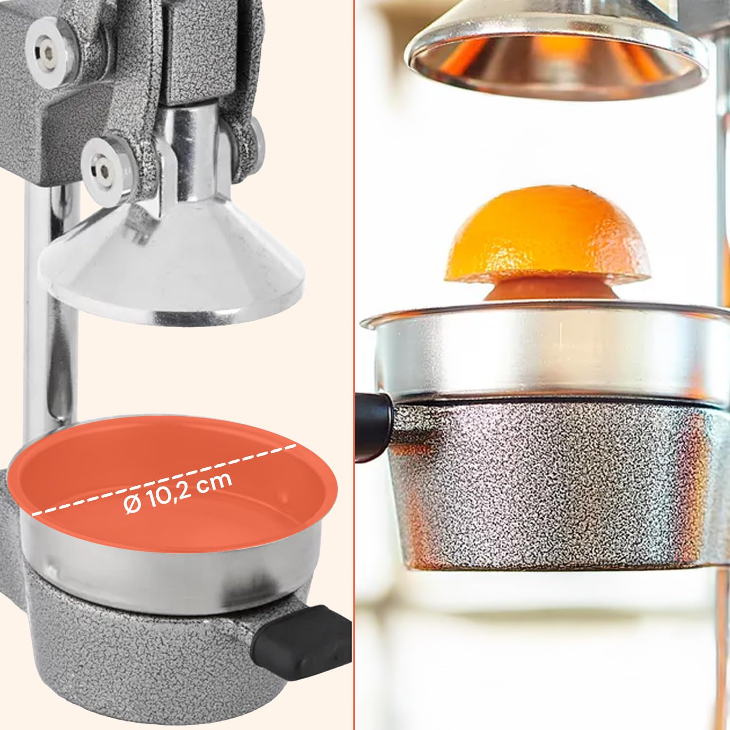 Avilia - Spremiagrumi Professionale a Leva in Ghisa con Filtro Inox 304 Spremiagrumi Manuale per Arance e Limoni con Pressione Potente Uso Domestico e Bar Struttura Ultra Resistente
