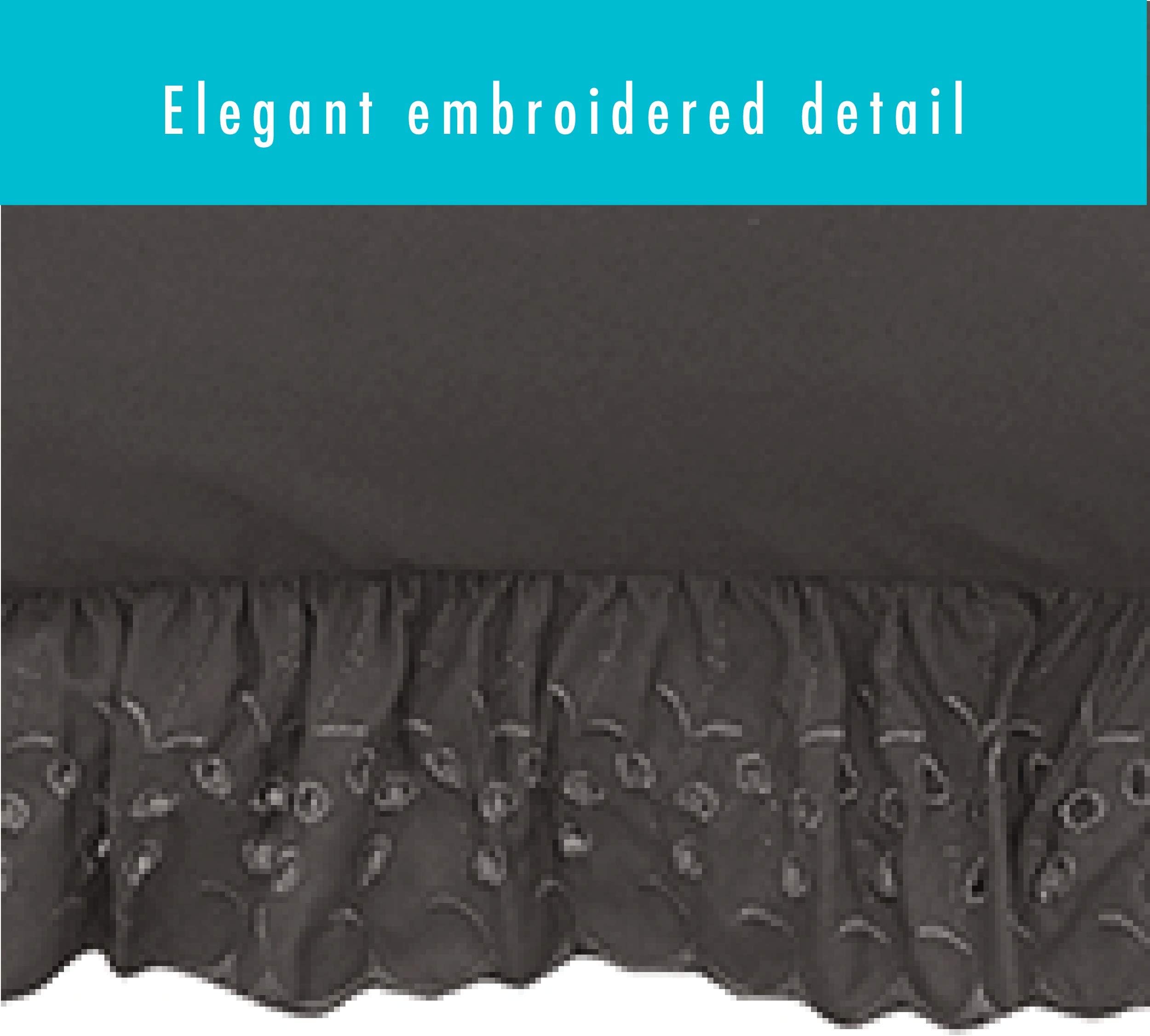 Fresh Ideas Ruffled Eyelet Bed Skirt Dust Ruffle with Gathered Styling and Embroidered Details, 14" Drop Length, Twin, Grey