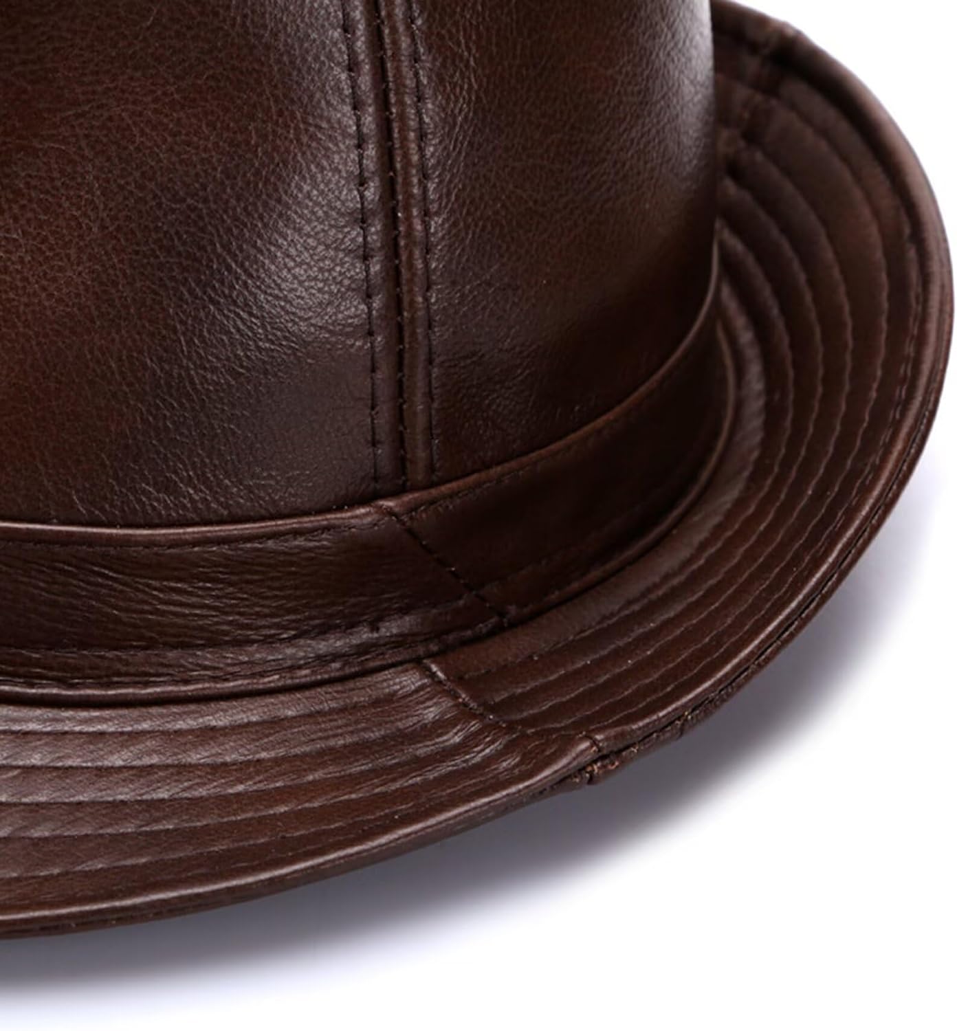 HNVAVQ Mens Trilby Hats Leather Fedora Hat Jazz Cap Casual Derby Party Hat Gangster Cap