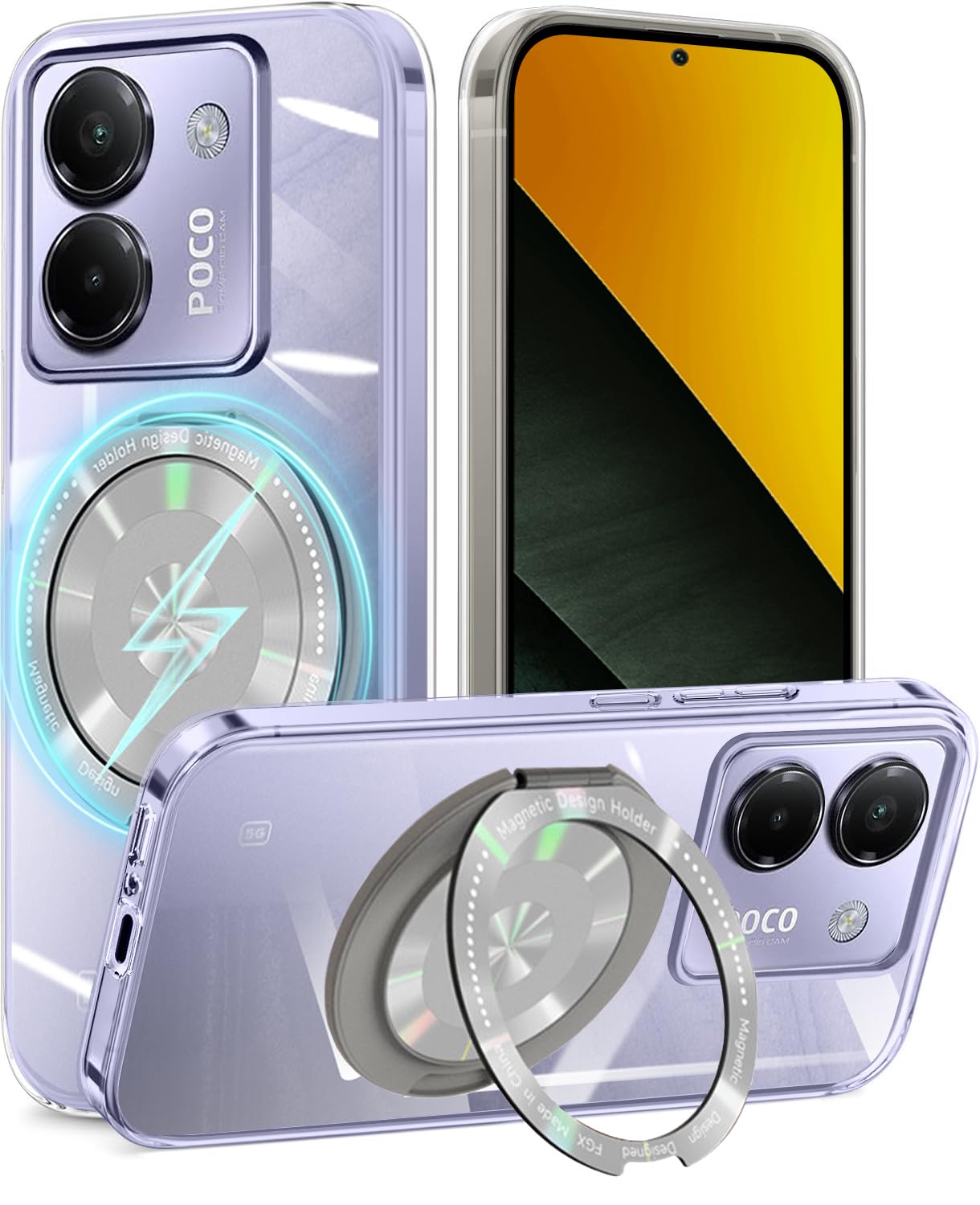 Amazon.co.jp: Xiaomi POCO M7 Pro 5G ケース クリア 360°回転スタンド