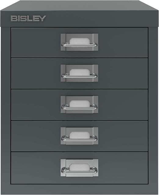 Bisley Filing Cabinet, Metal, Anthracite Grey, One Size, H125NL