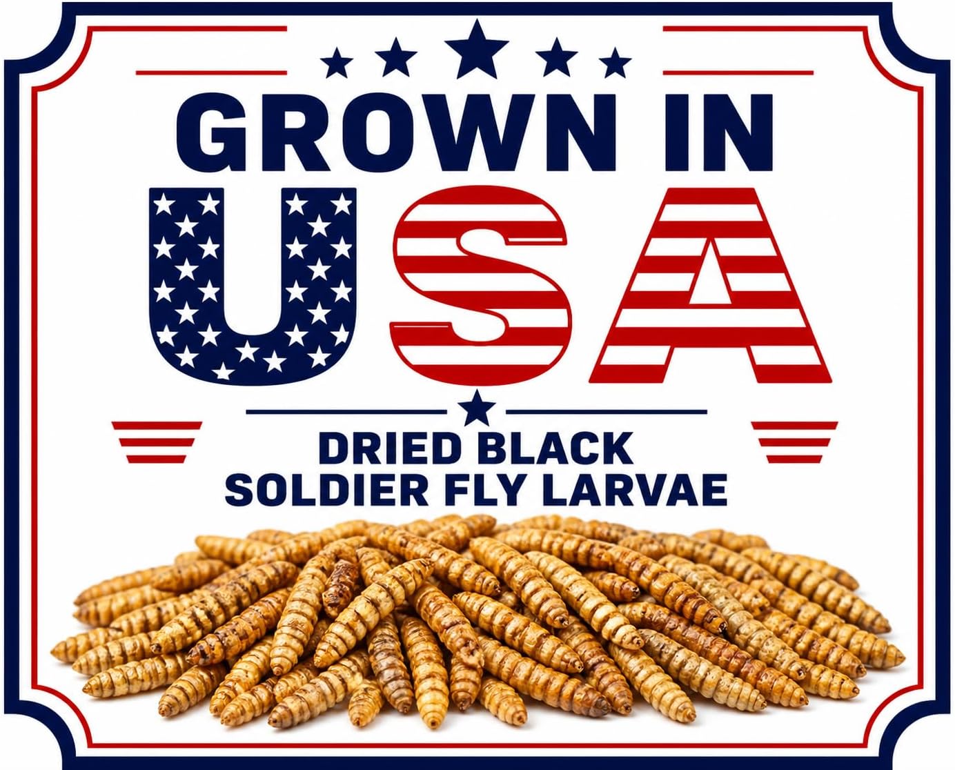 5LB USA Grown Non-GMO Dried Black Soldier Fly Larvae for Chickens – 85X More Calcium Grubs Than Mealworms High Protein for Chickens, Birds, Ducks, Geese & Pets
