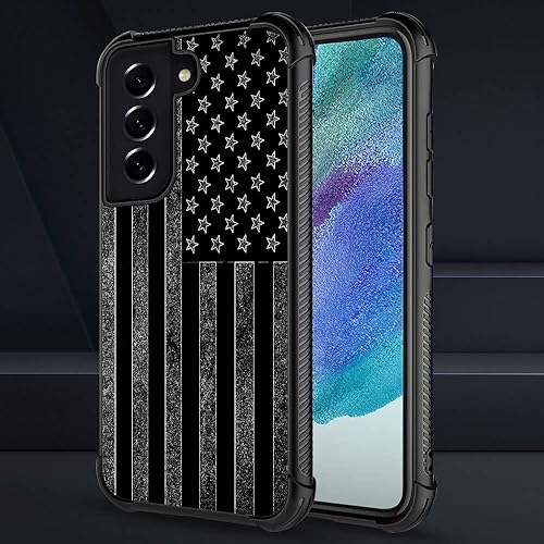 Miniatura 2 de ZHEGAILIAN Funda compatible con Samsung Galaxy S21F, diseño gráfico de bandera estadounidense en blanco y negro, acrílico, a prueba de golpes,