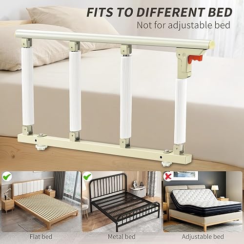 Miniatura 14 de Rieles de cama para adultos mayores, rieles plegables de asistencia de cama para personas mayores, rieles de protección de asistencia de cabecera