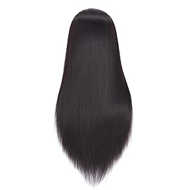 Hairingrid 26-28 Mannequin Head Hair Styling Training Head Manikin Cosmetology Doll Head Synthetic Fiber Hair and Free Clamp Holder (R71919BY0220) Yaki-Black-
