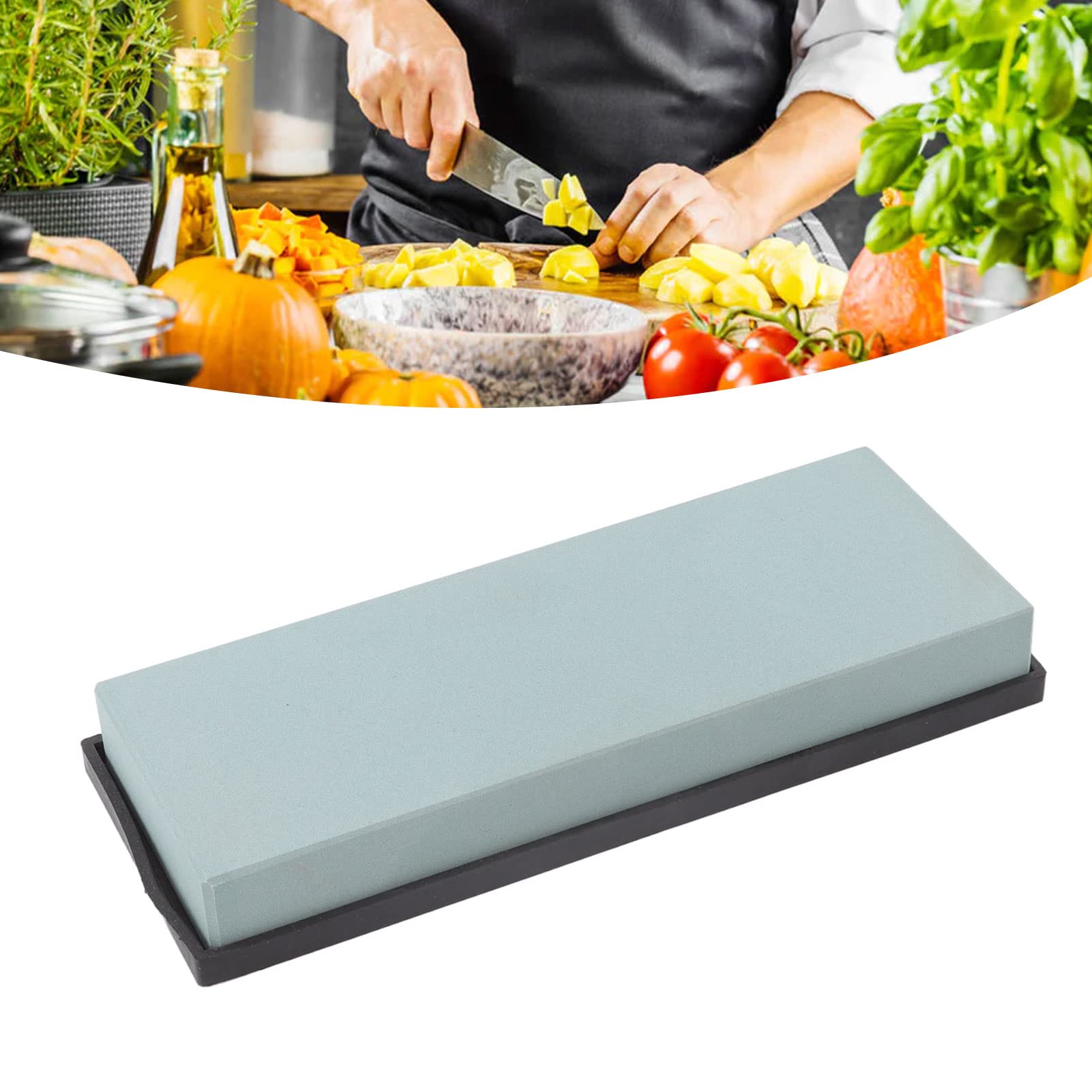 Set profesional de piedras de afilar, kit de piedra de afilado de cuchillos de alta dureza con cubierta de silicona, piedra de agua lavable para cuchillos de chef, tijeras, (Malla 320)