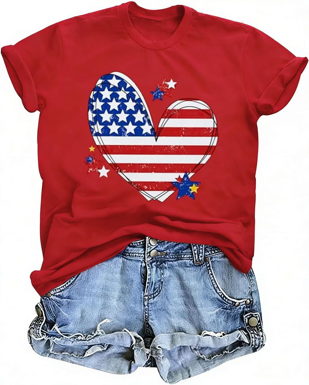 American Flag Patriotic T-Shirt Women 4th of July Shirt USA Flag Stars Stripes Graphic Shirt Summer Casual Tops image 3