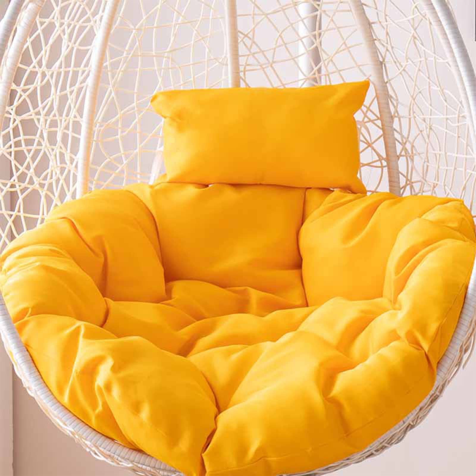UGZXCVBN Egg Chair Cushion, Outdoor Hanging Egg Swing Chair Cushion With Pillow, Multicolor, 105/120cm(Yellow Jaune,120cm)