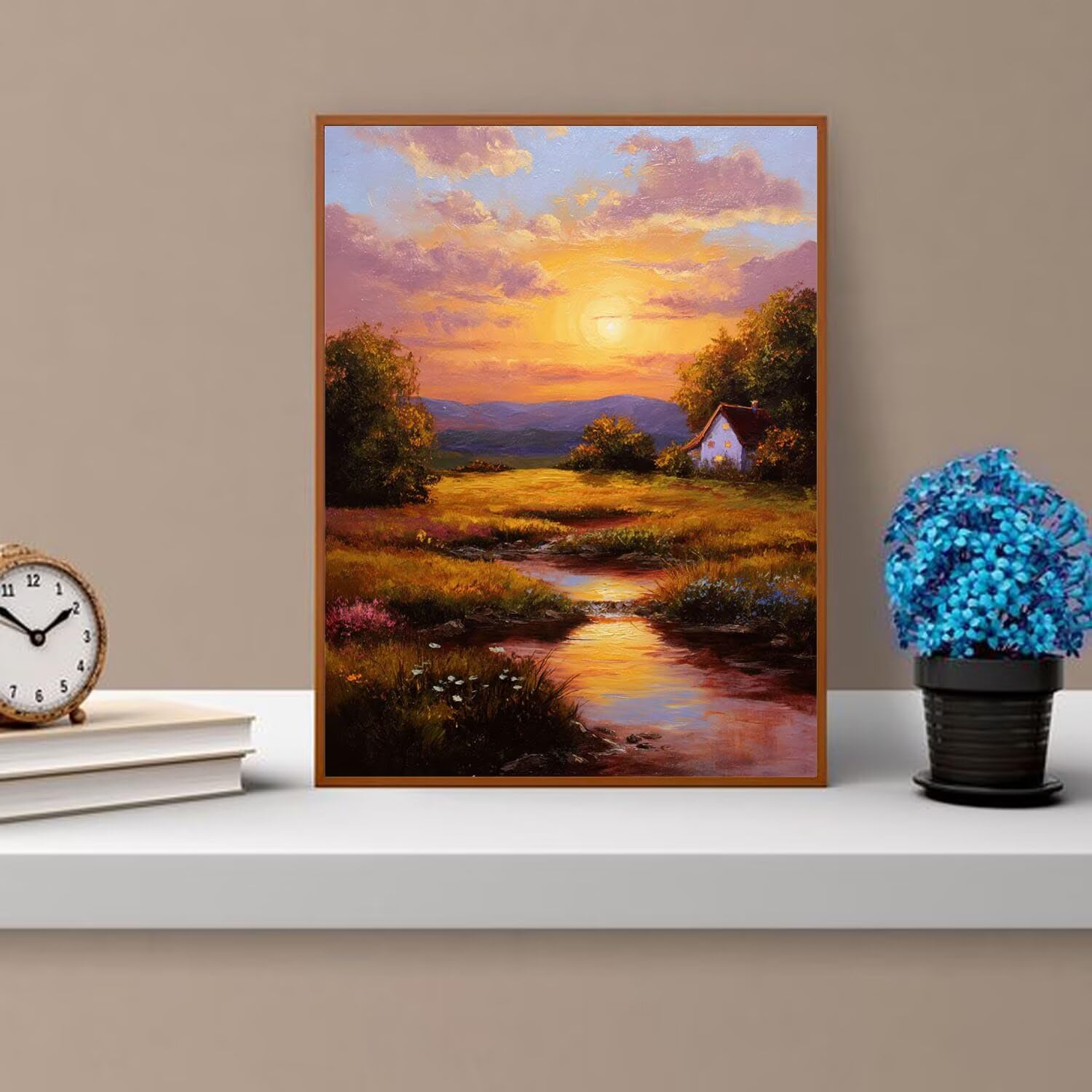 Dipingere con i Numeri Adulti tramonto, pratoia Dipingere con i Numeri Bambini DIY Kit, Set Premium con Pennelli, Decorazione Casa & Creativo Regalo, Attività di Tempo libero 90x120cm z-254