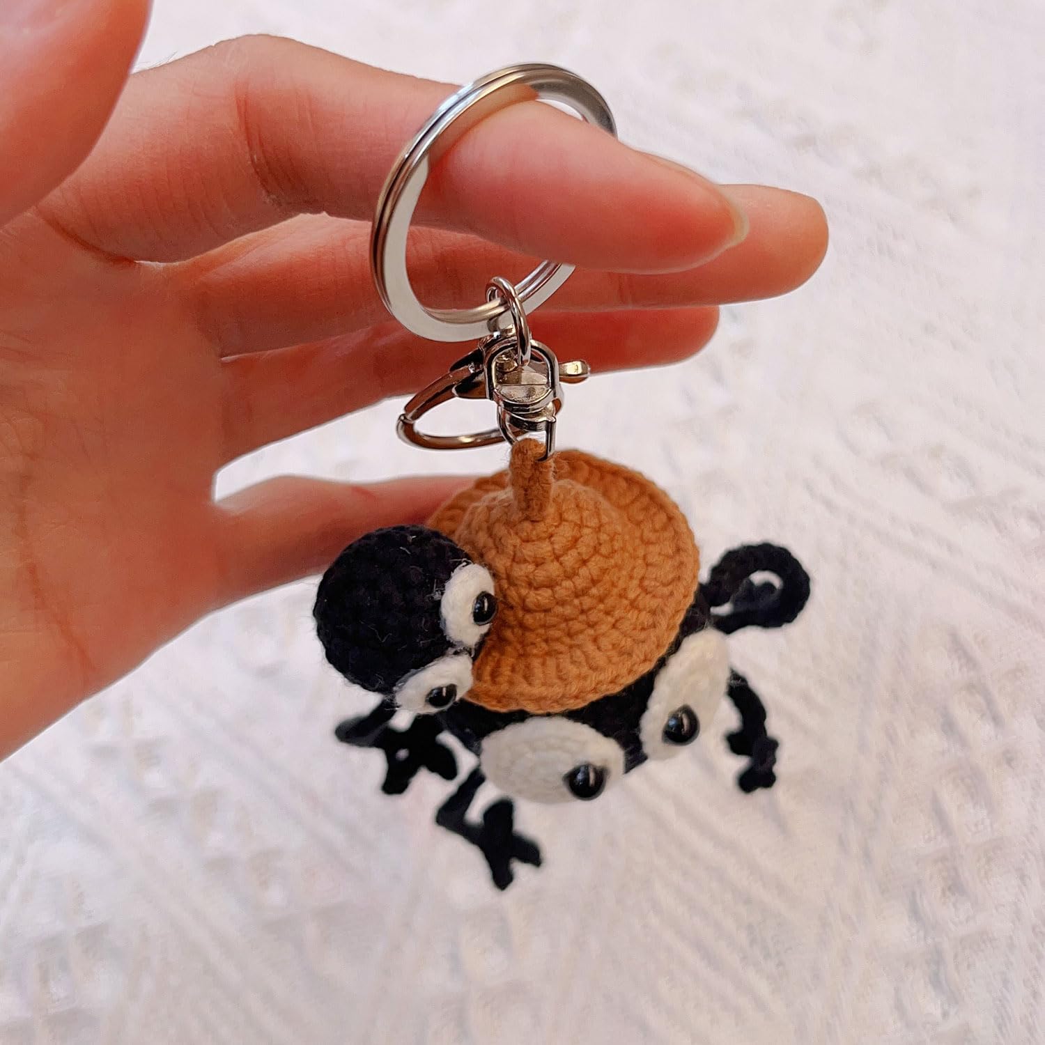 ZIUGLIKAL Handmade Crochet Plush Cinderella Pendant Cute Funny Car Keychain Wallet Backpack Charm Accessories Funny Gifts (black briquette) - Image 8