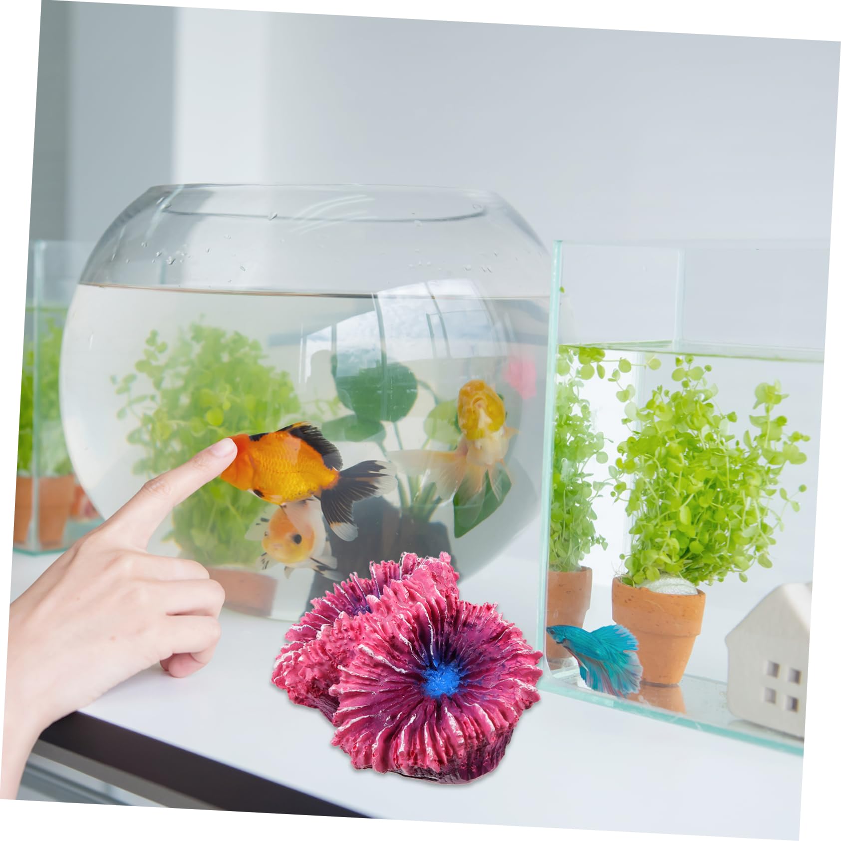 Toddmomy Small Fish Tank Decorations Freshwater Aquarium Accessories Decorative Coral