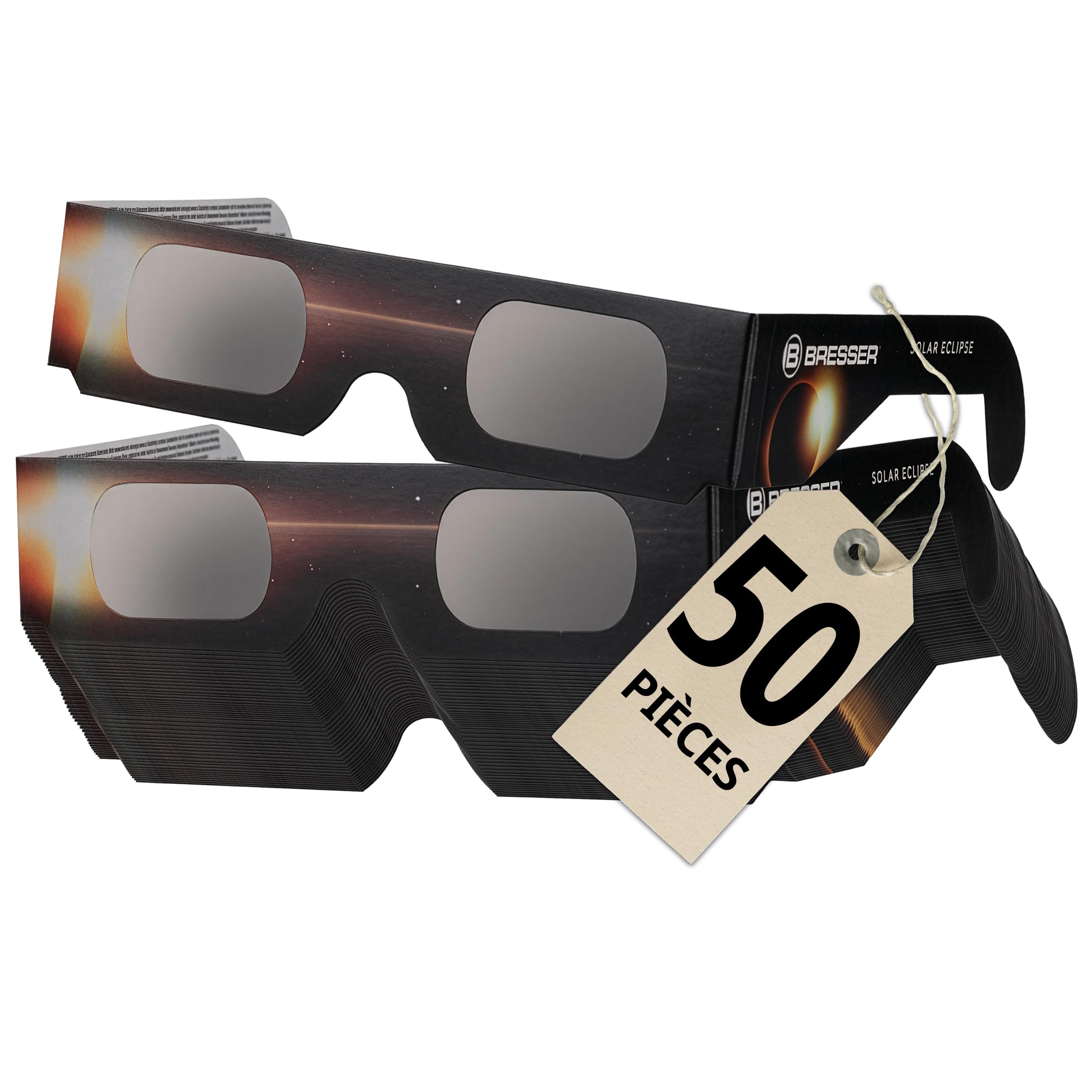 BRESSER Lunettes Eclipse Solaire certifiée CE ISO 12312-2 lot de 50 | Bresser Lunettes Eclipse Solaire certifiée CE ISO 12312-2 lot de 50