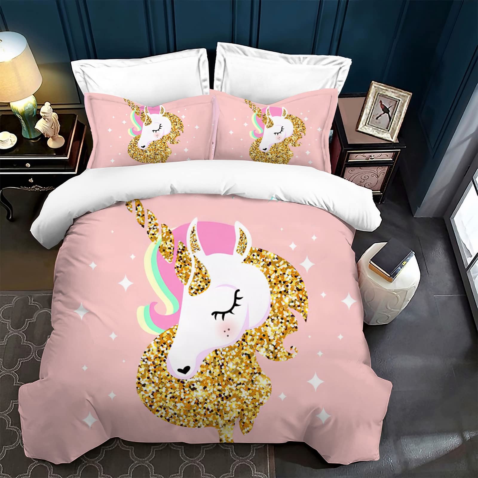 Noel Set Copripiumino Unicorno Per Bambini | Morbido In Policotone, Singolo 135x200 Con Federa, Lavabile - 3