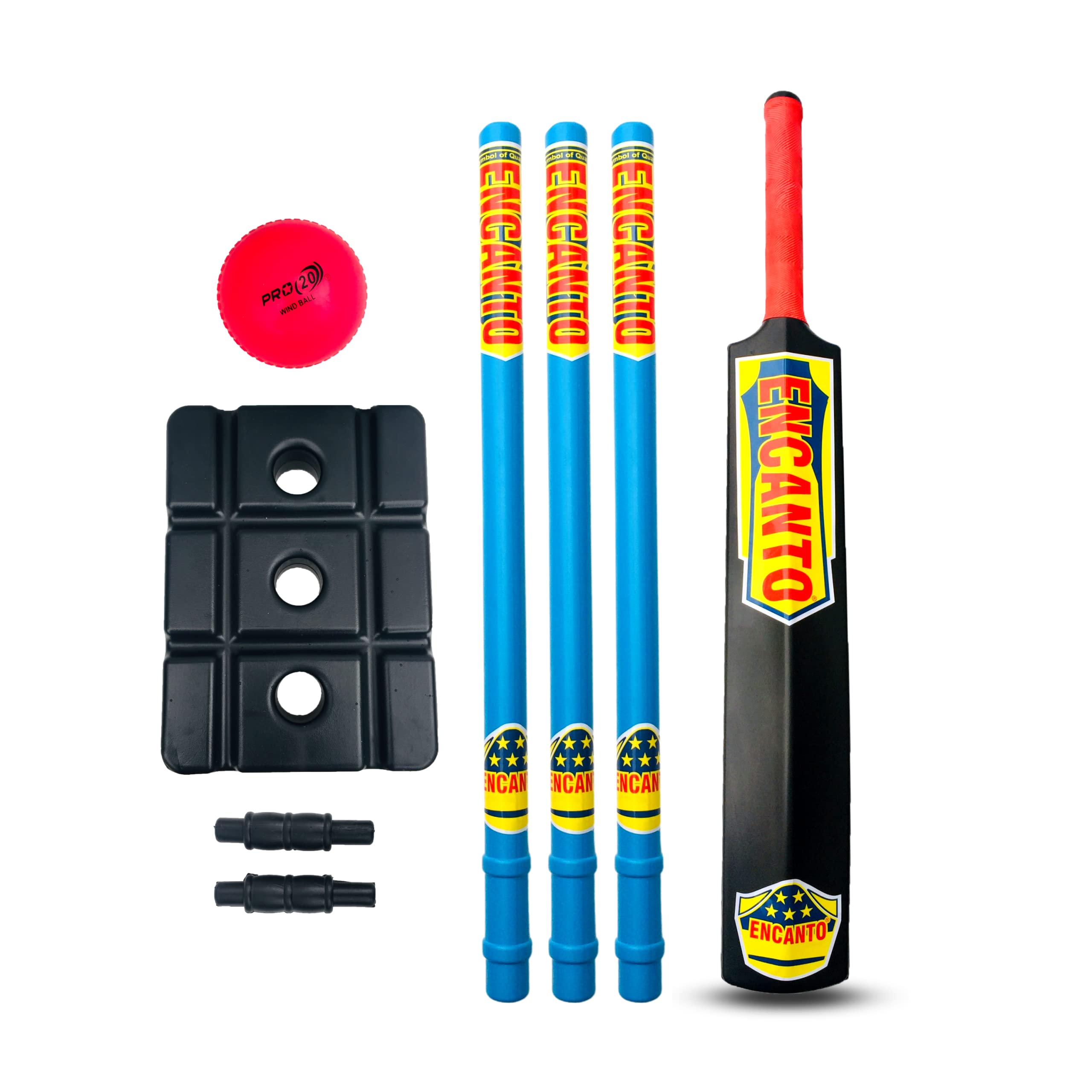 Encanto Cricket kit, Cricket Set of 1 Plastic Bat Full Size, 3 Plastic Stumps with 1 Base, 2 Bails and 1 Wind Ball (B0B5VVVH55) Amazon Price History, Amazon Price Tracker