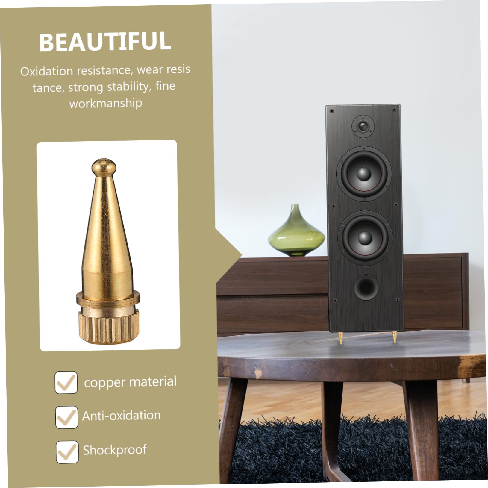 HOMOCONO 4pcs Full Copper Speaker Spikes Feet Speaker Spike Speaker Support for Amplifier DVD Player Turntable