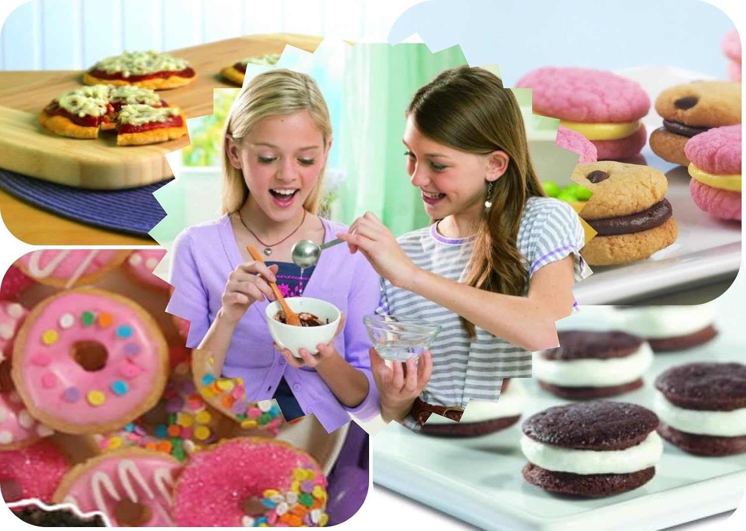 Easy Bake Oven Mixes Refill Super Pack- Donuts, Pizza, Whoopie Pies, and Cookies with Baking Certificate, and Pink Piping Bag (6 Items)