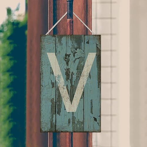 Vista 207 de Letrero colgante de madera con letra A, letrero de madera, decoración del hogar, 26 letras del alfabeto de metal, placa de madera, decoración