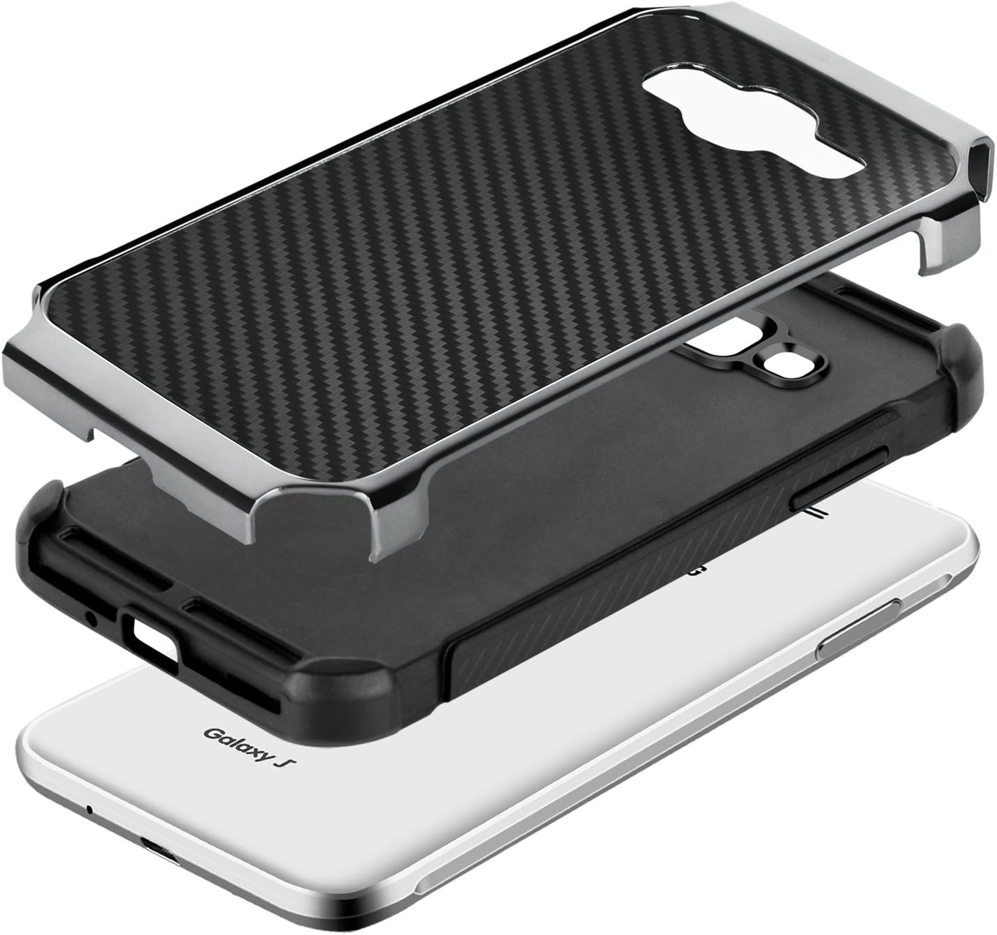 BENTOBEN Galaxy Express 3 Case, Galaxy Luna Case, Galaxy J1 2016 Case, Galaxy Amp 2 Case, Drop Protective Hybrid Hard TPU Bumper Phone Case for Samsung Galaxy Express 3/ Luna/ J1 j120/ Amp 2,Black