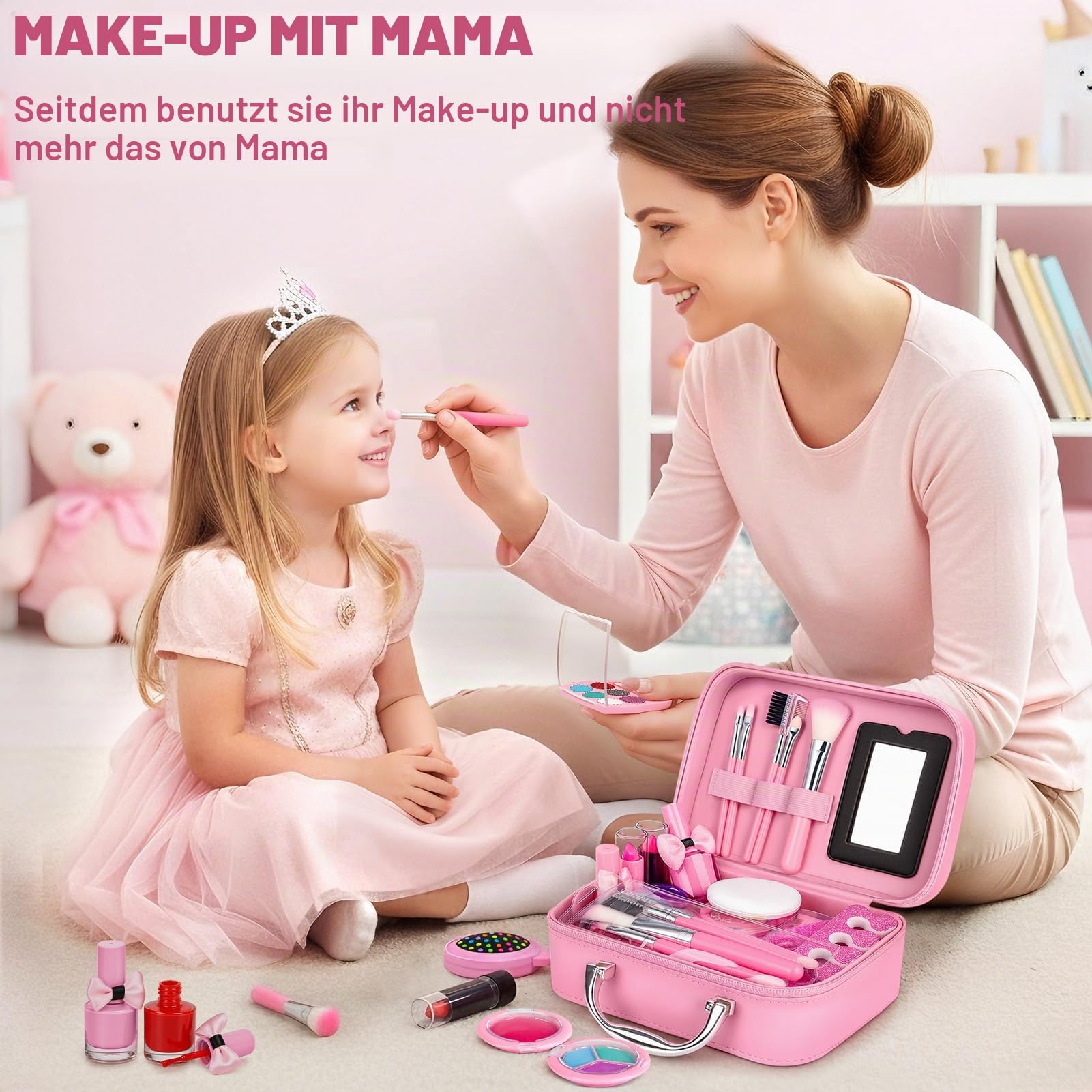 Dreamon Kinderschminke mädchen, Waschbar Make up Spielzeug für Mädchen Kinder Nagellacke mit Koffer Geschenke Spielzeug 3 4 5 6 7 8 Jahre Mädchen