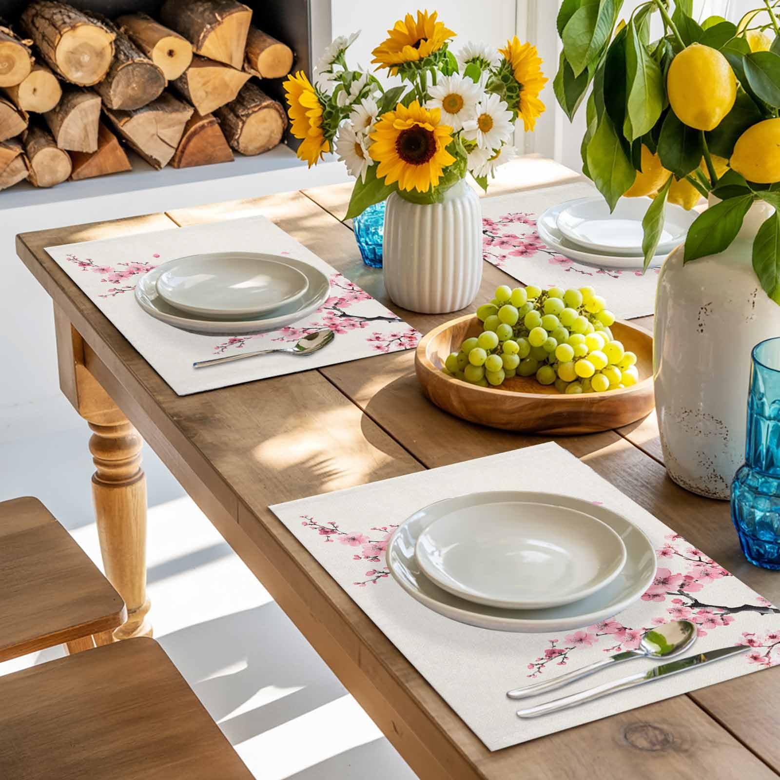 Amazon.com: Japanese Style Set of 6 Placemats Heat-Proof Table