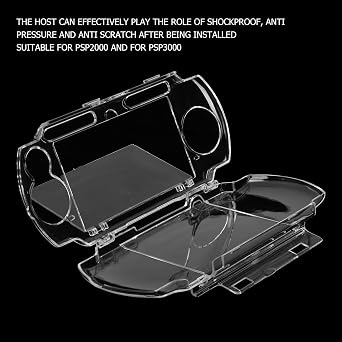 Pomya Full Protective Shell, for 2000 3000 Game Console, Crystal Protective Cover Shell Skin, Transparent Housing Case Cover with Bracket, PC Material